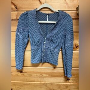 Free People Women’s Periwinkle Lace Knit Cardigan